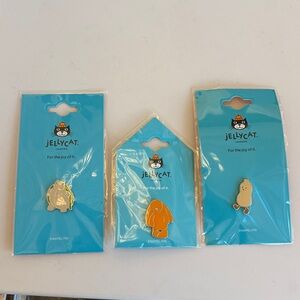 Jellycat Timmy Turtle, peanut, and orange bunny Enamel Pin lot